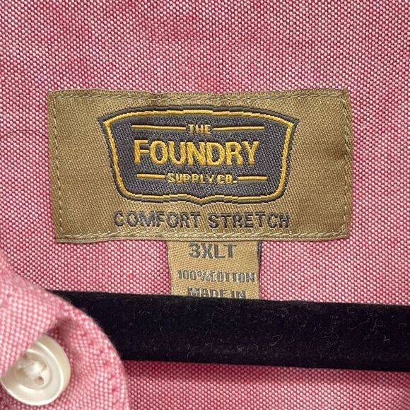 The Foundry Men’s 3XLT Garnet Rose Stretch Cotton Button Shirt Short Sleeve NWT - Picture 5 of 11